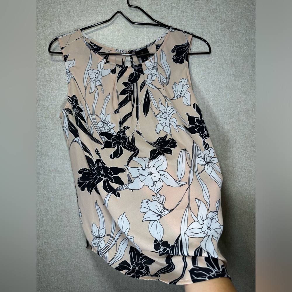 Worthington Semi-Sheer Peachy Pink Floral Blouse Size M - Picture 3 of 8